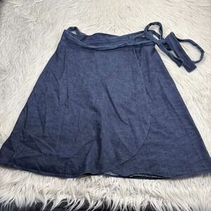 Holly Stalder Women's OS Dark Wash Denim Wrap Skirt Preppy Coastal Cottagecore
